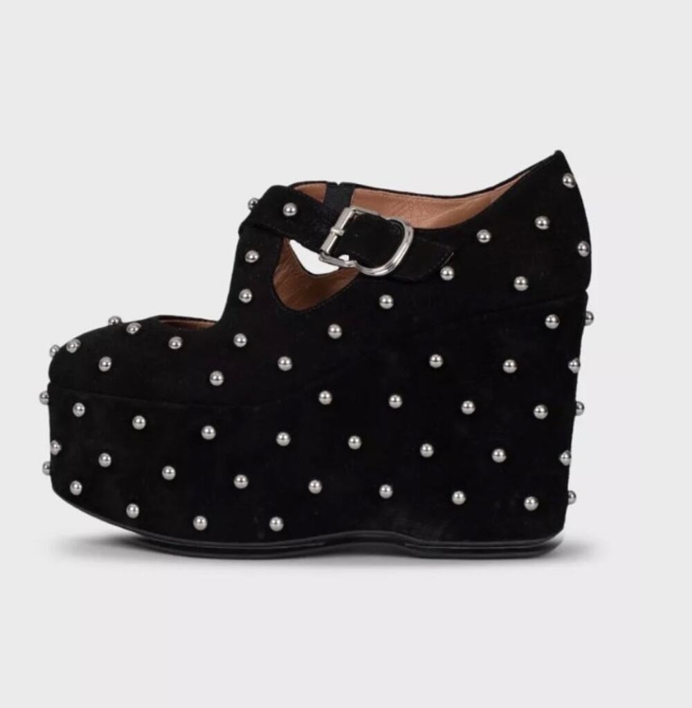 NWOB Alaïa Black Suede Wedge Pumps - Size EU 38